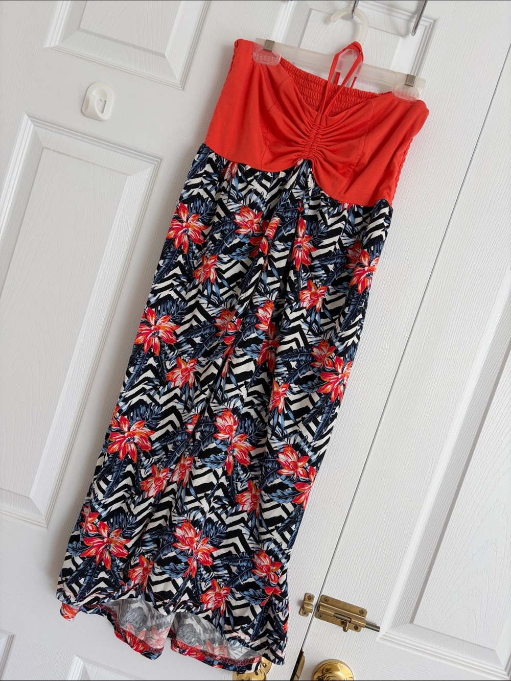 Red Floral Maxi Skirt - Women's Strapless Summer Dress